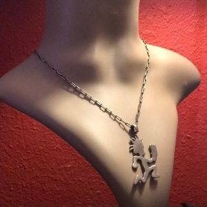 Sterling silver Hatchetman necklace 22” long chain 925 stamped clasp